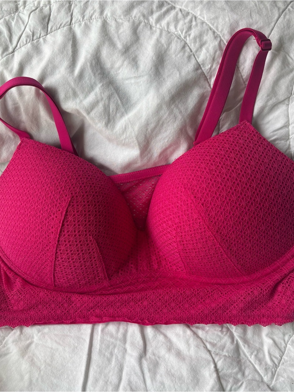 Victoria's Secret Hot Pink Lace Longline Bra